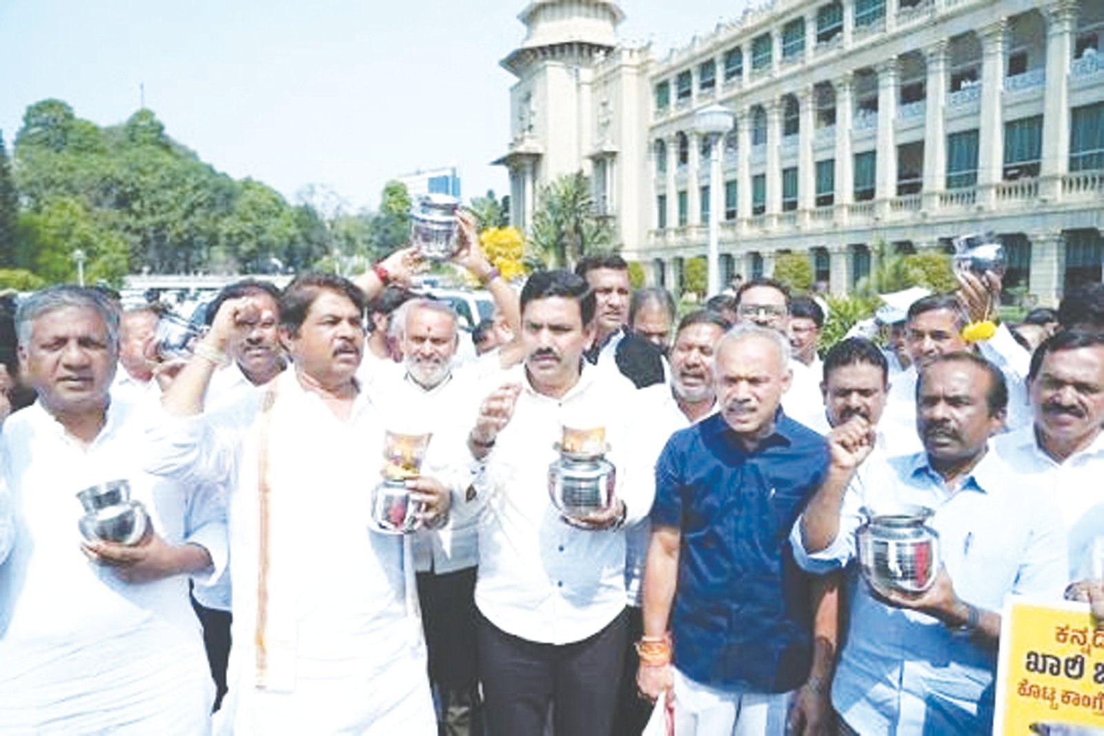 Empty Mugs, Coconut Shells Mark BJP Protest Over Karnataka’s Financial Situation